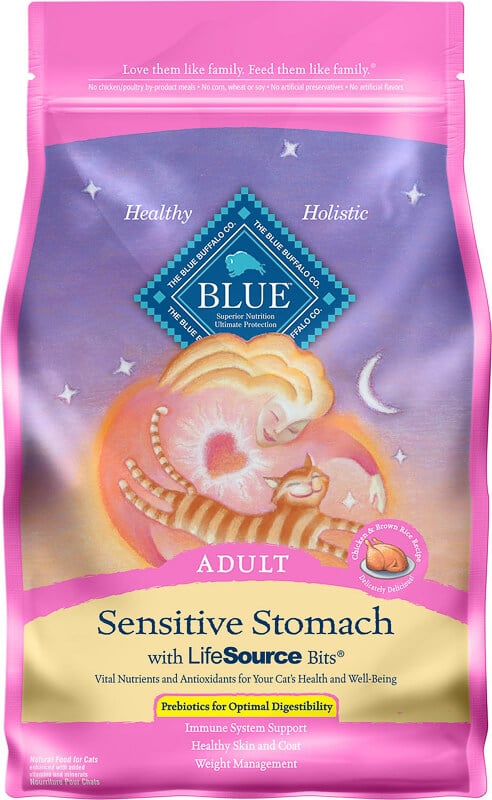 blue buffalo sensitive stomach cat food bag
