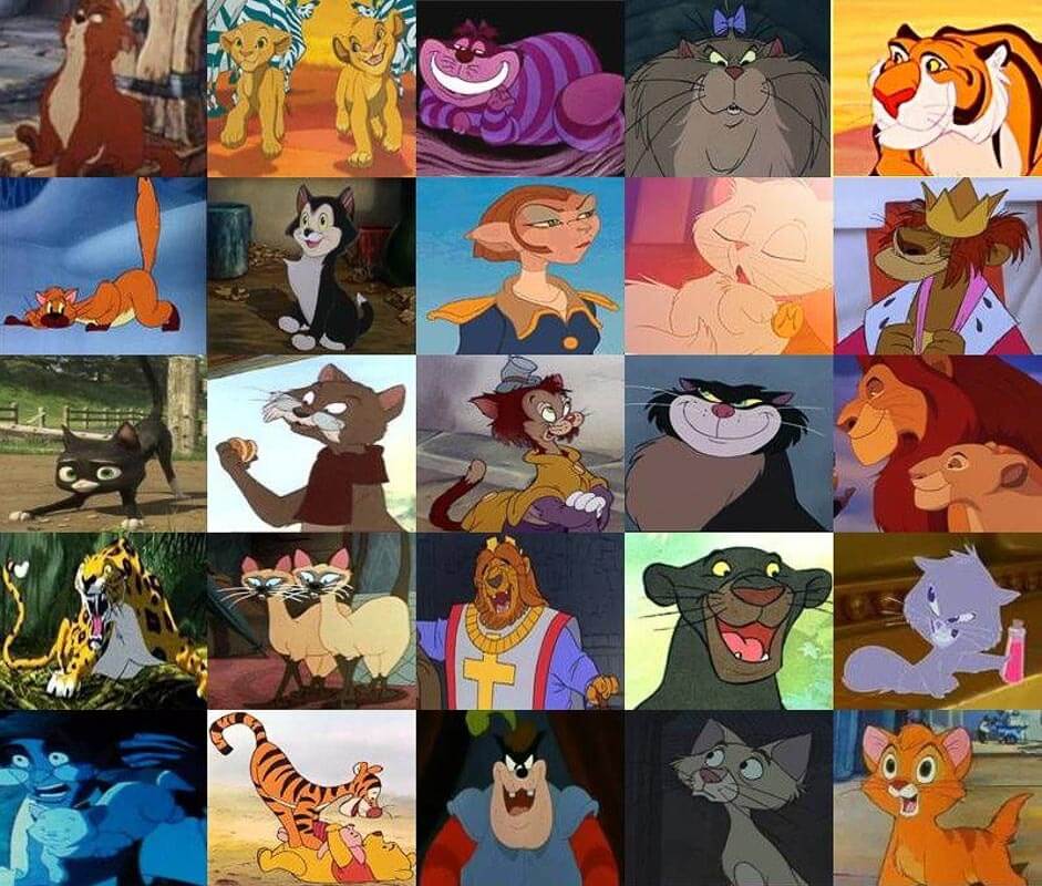 various disney cats from animated movies